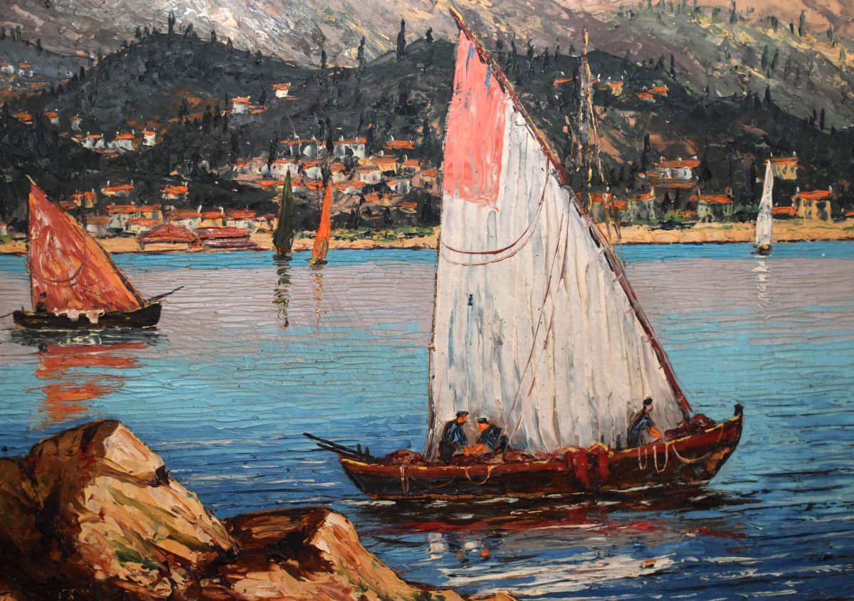 René Bondenet,  Paysage Méditerranéen Vue De Menton Du Sentier Le Corbusier  Au Cap Martin -photo-5