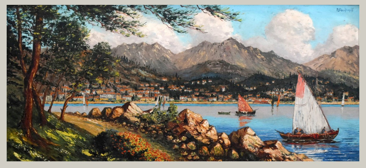 René Bondenet,  Paysage Méditerranéen Vue De Menton Du Sentier Le Corbusier  Au Cap Martin 