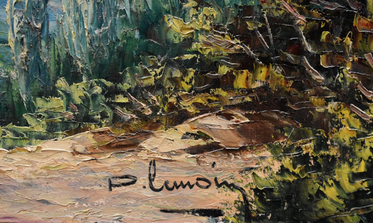 Pierre Lemoine (1920-2006) Landscape With A Shepherd And His Sheep Against A Mountain Backdrop-photo-6