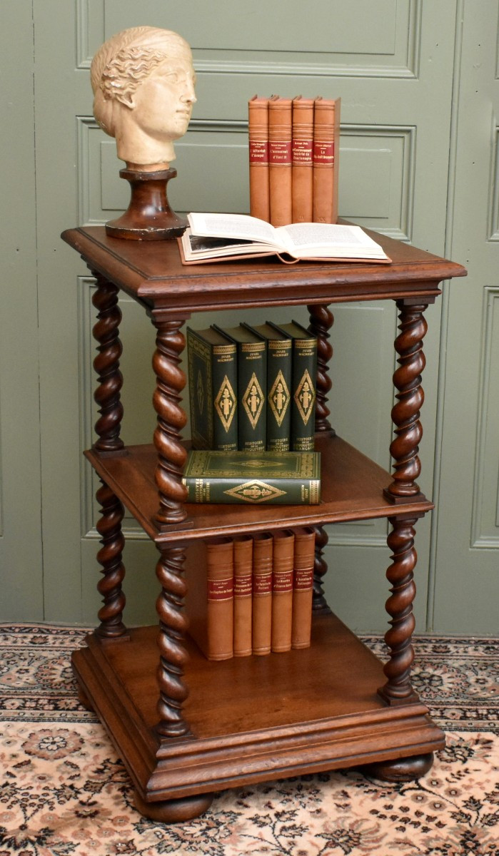 Oak Side Table, Louis XIII Style Shelf, Bookcase, Occasional Table, End Table Etc.