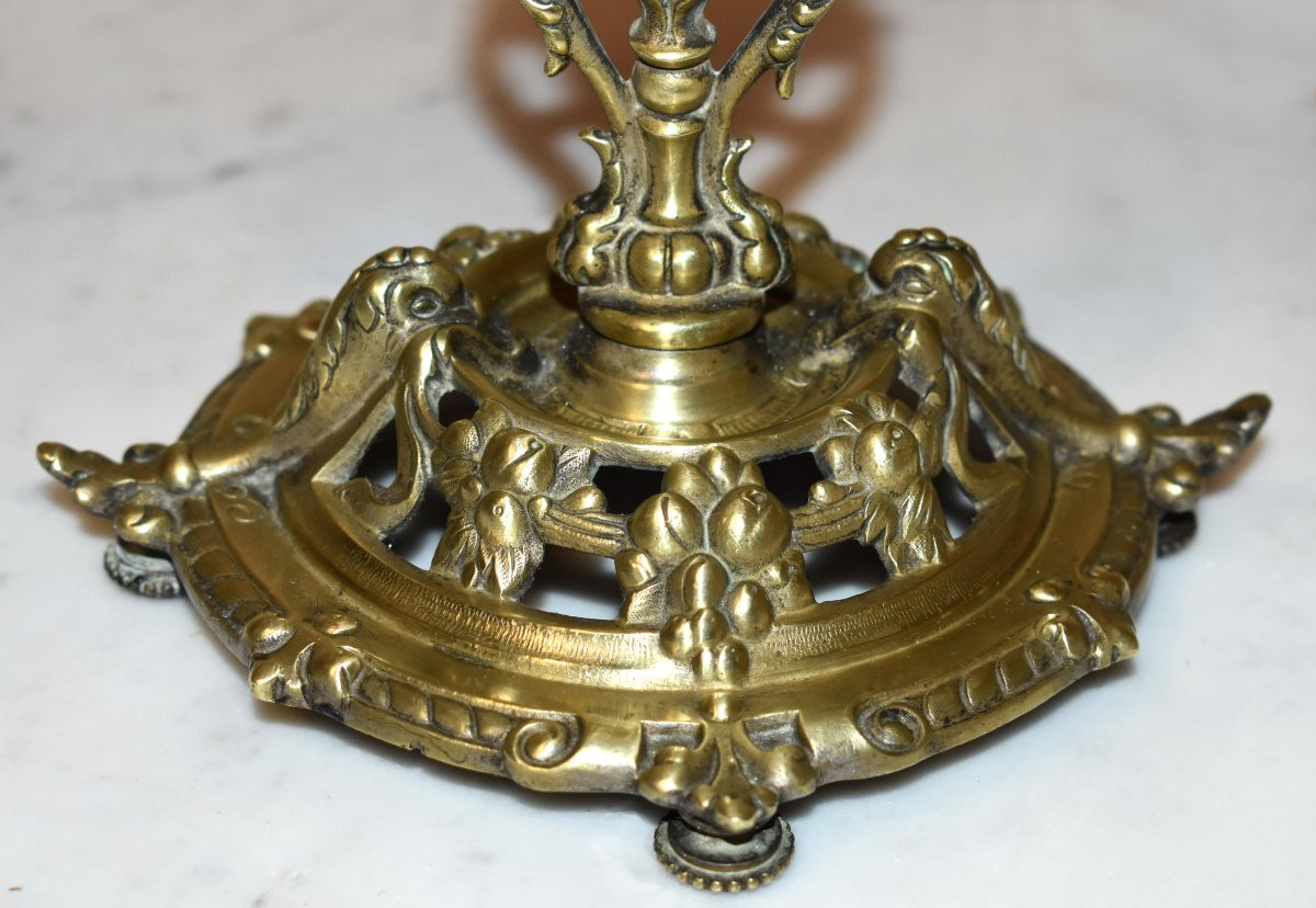 Paire De Candélabres Trois Bras De Lumières, Chandeliers à 3 Feux En Bronze, Bougeoirs  XIXème.-photo-4