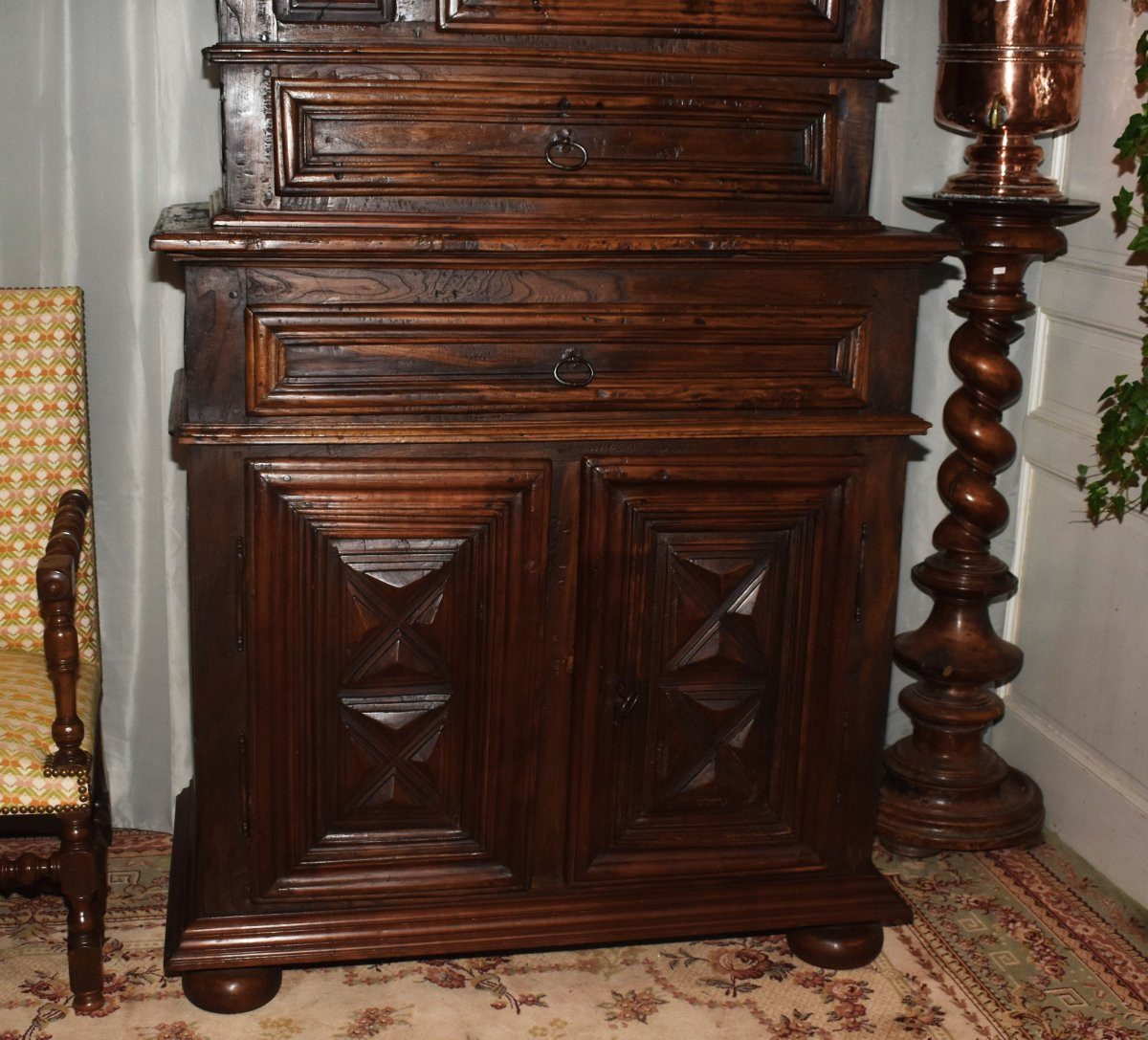 Homme Debout  De Style Louis XIII , Cabinet Fin Du XVIIe,   Buffet à Double Corps  à  diminutif-photo-1