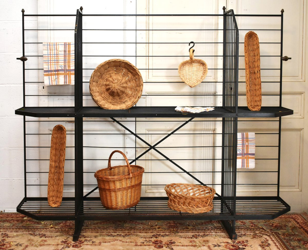 Large Iron Baker's Rack, Bakery Rack, Trade Furniture. Bread, Art Deco-photo-2