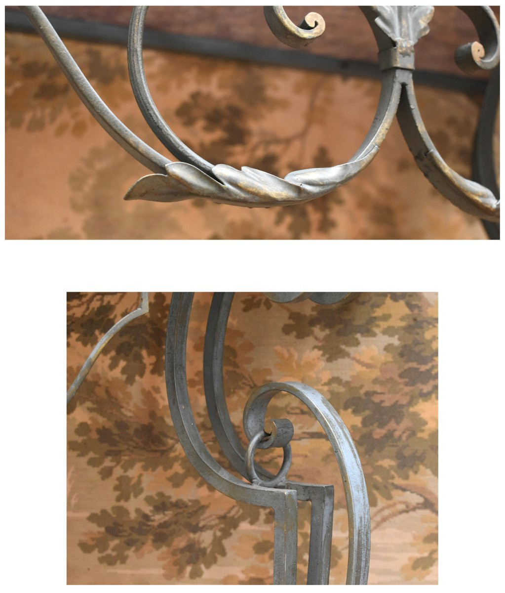 Wrought Iron Console Table With Marble Top-photo-4