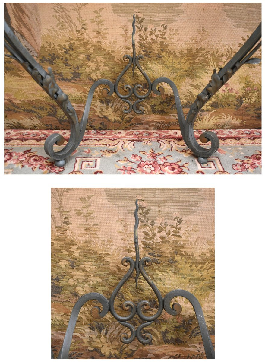 Wrought Iron Console Table With Marble Top-photo-5