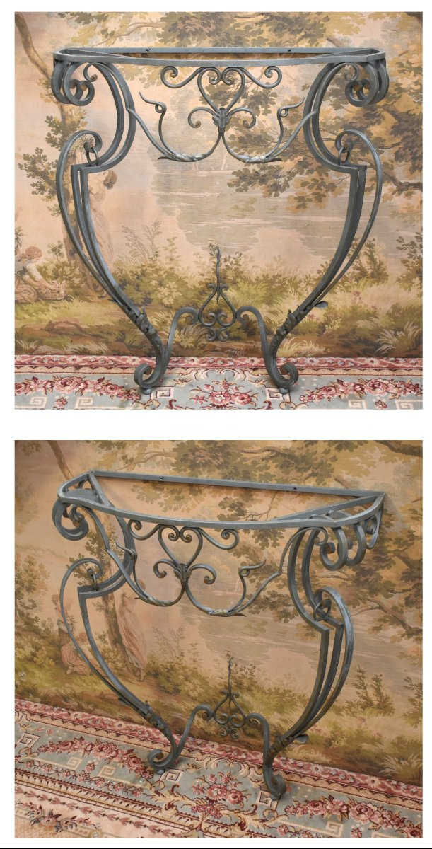 Wrought Iron Console Table With Marble Top-photo-6