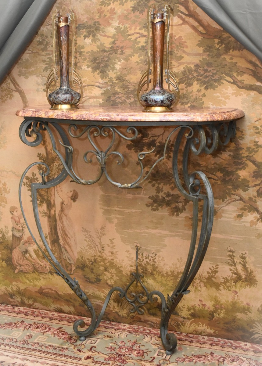 Wrought Iron Console Table With Marble Top