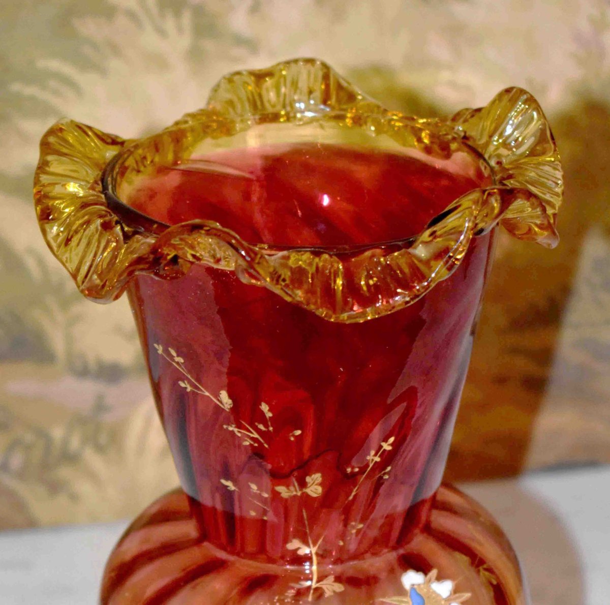 Paire De Vases en verre  émaillé , Legras -  Montjoye , Saint-Denis , Art Nouveau, Vers 1900-photo-7