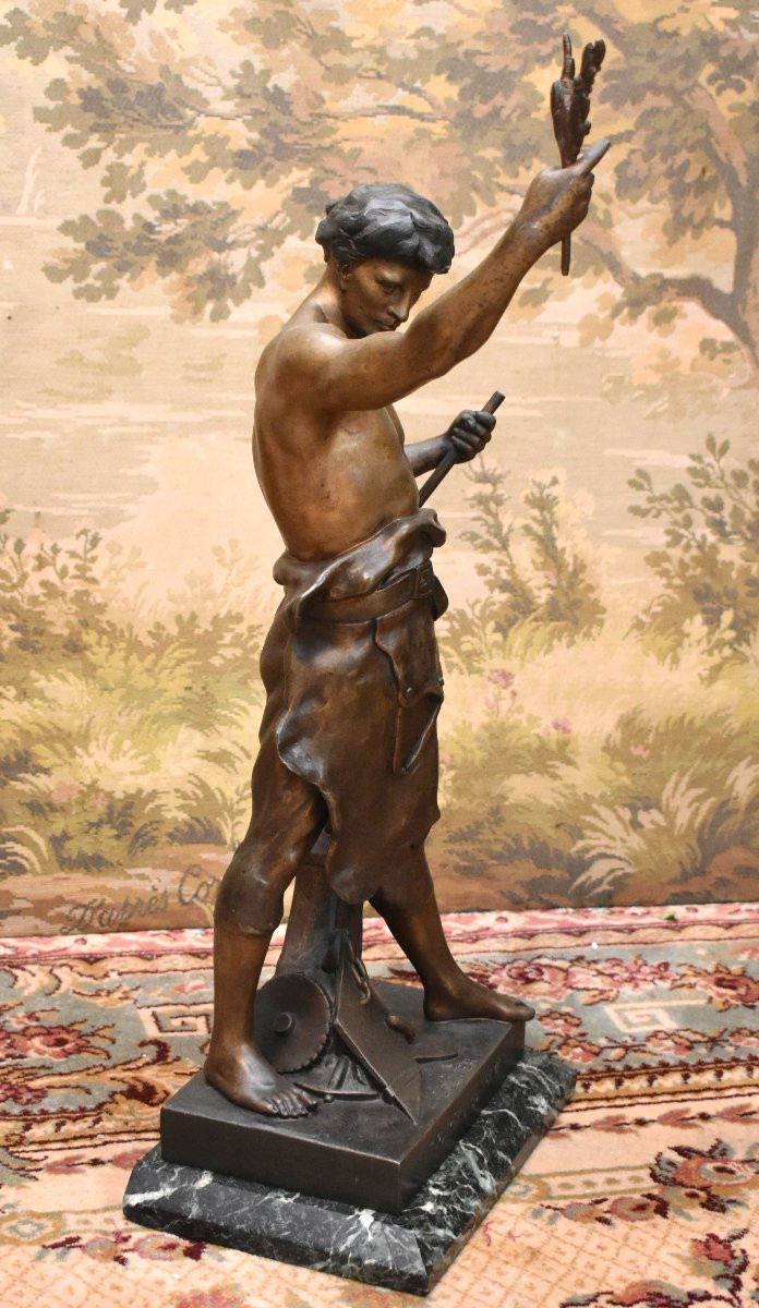 Emile Picault ,  Statue Intitulée "l'olivier" "le Rameau Du Travail " , Sculpture En Régule -photo-3