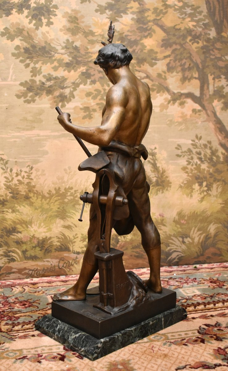 Emile Picault ,  Statue Intitulée "l'olivier" "le Rameau Du Travail " , Sculpture En Régule -photo-1