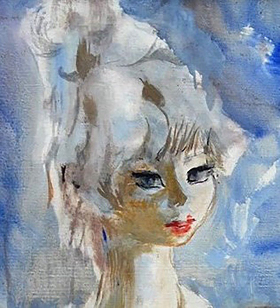 Tableau Henri Laville 1916-1995 intitulé " jeune femme et le chien " cadre Montparnasse, -photo-3