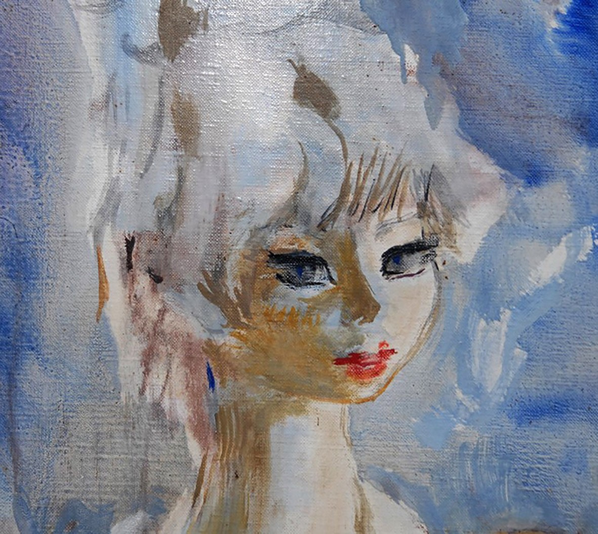 Tableau Henri Laville 1916-1995 intitulé " jeune femme et le chien " cadre Montparnasse, -photo-4