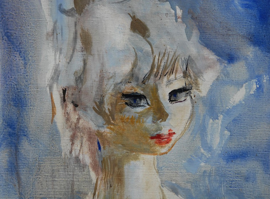 Tableau Henri Laville 1916-1995 intitulé " jeune femme et le chien " cadre Montparnasse, -photo-1