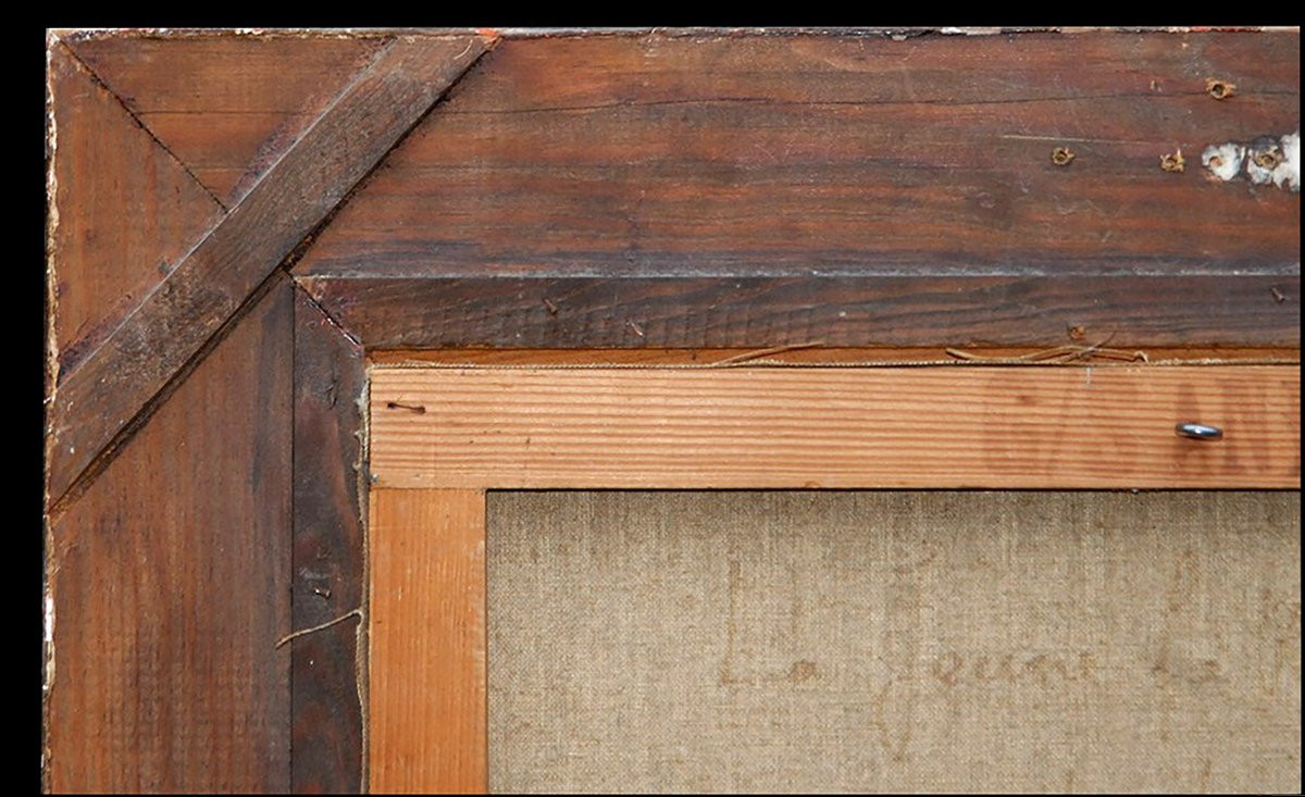 Tableau Henri Laville 1916-1995 intitulé " jeune femme et le chien " cadre Montparnasse, -photo-5