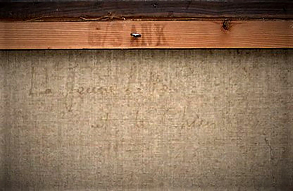 Tableau Henri Laville 1916-1995 intitulé " jeune femme et le chien " cadre Montparnasse, -photo-7