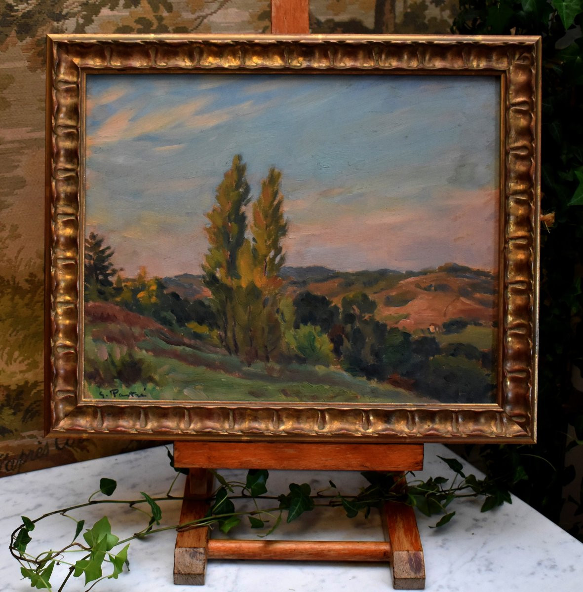 Gaston Pastré 1881-1947 Landscape Titled "september In The Dordogne" Gallery Stamp A Drouant-photo-2
