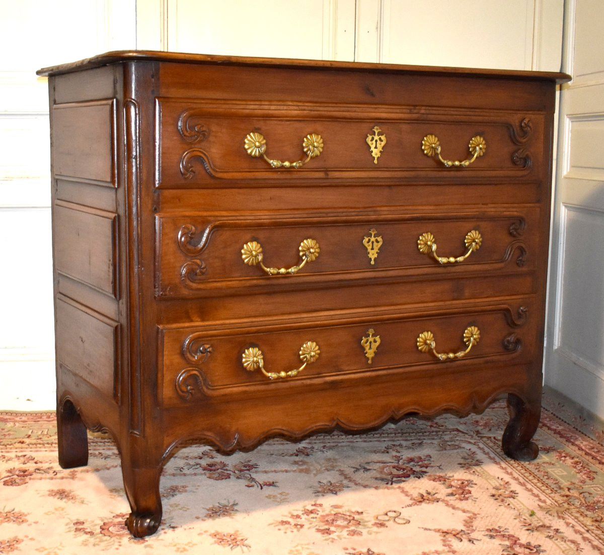 Commode Louis XV  , Région Languedoc,  XVIIIe,  Cerisier Et Chêne Massif,  région Castres-photo-4