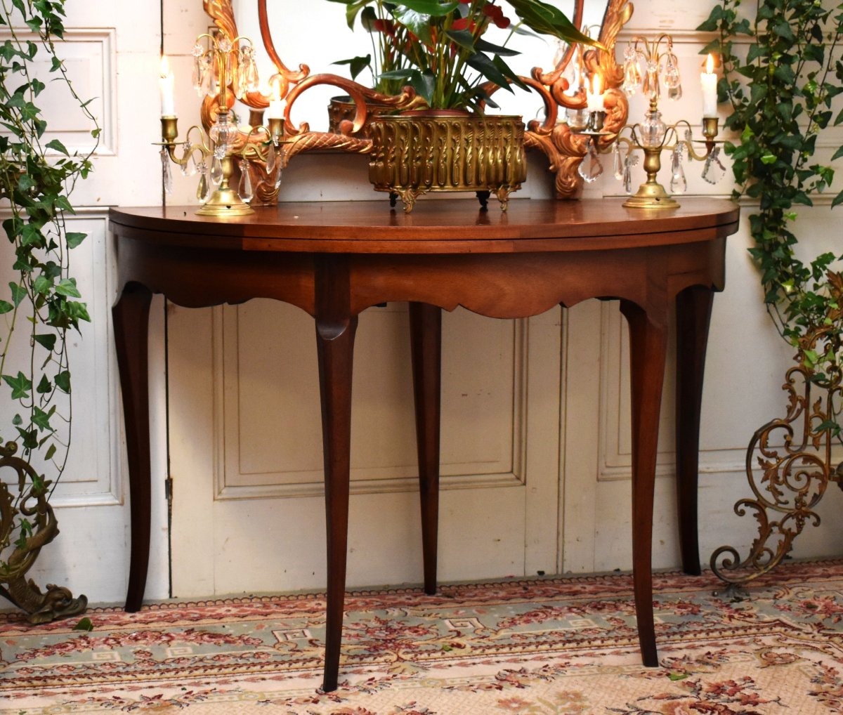 Louis XV Style Half-moon Games Table Forming A Console.-photo-4