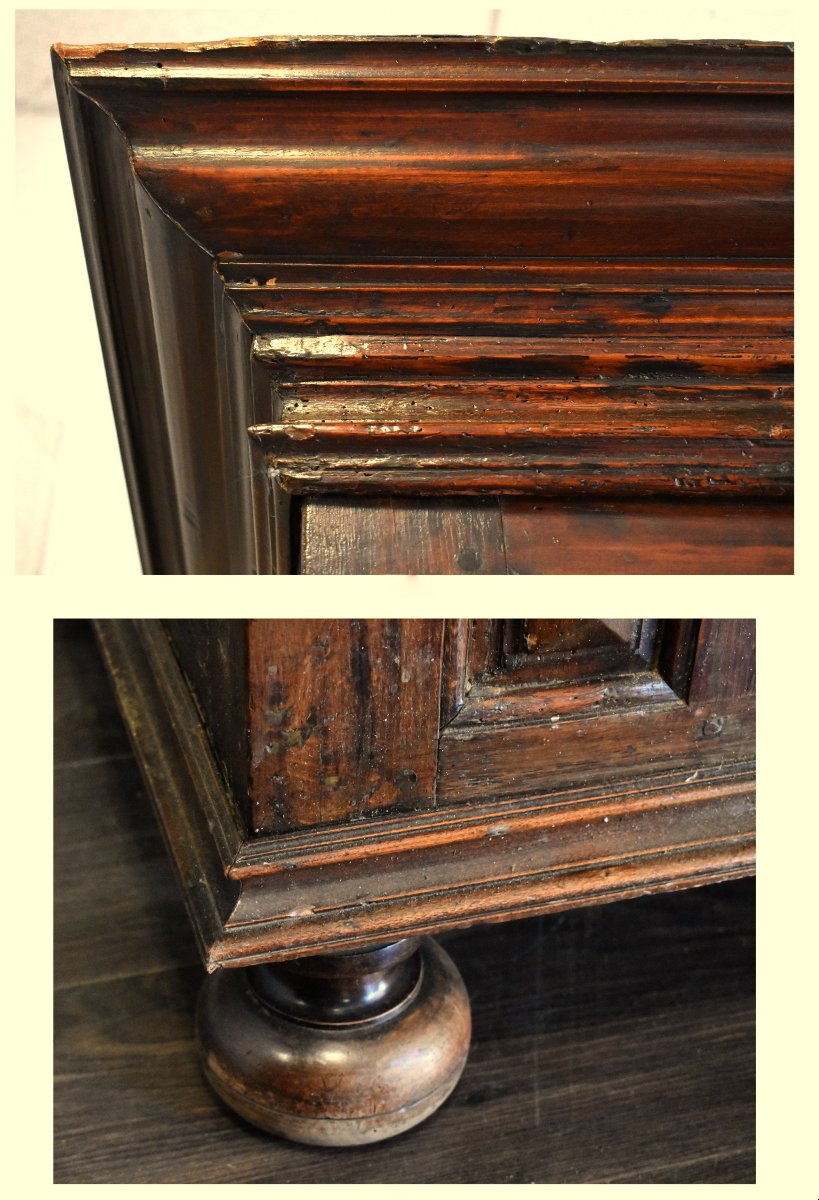 Homme Debout Louis XIII, Cabinet En Noyer deux  Parties, double corps, Fin XVIIe Début XVIIIe -photo-7