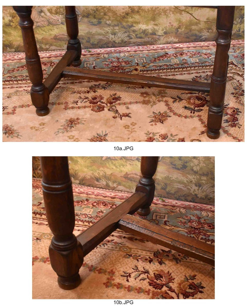 Louis XIII - Louis XIV Style Oak Desk, Small Kitchen Or Living Room Table, Late 19th Century-photo-6