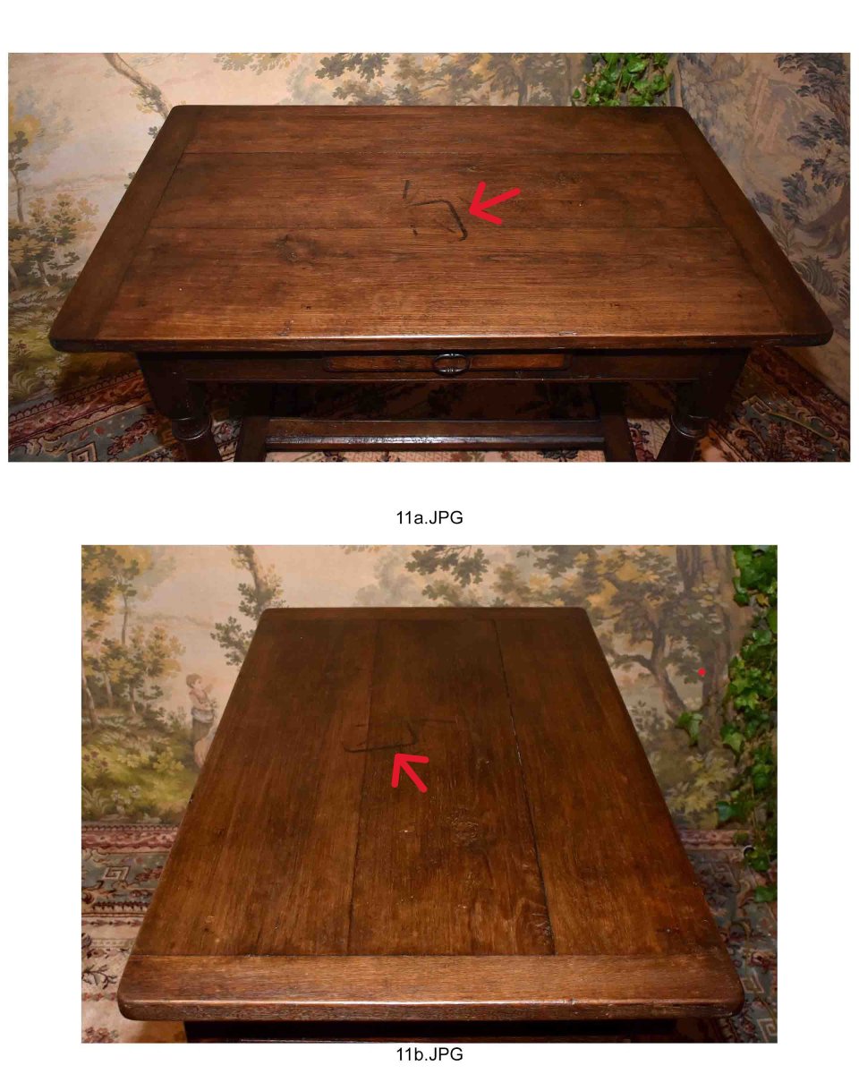 Louis XIII - Louis XIV Style Oak Desk, Small Kitchen Or Living Room Table, Late 19th Century-photo-7