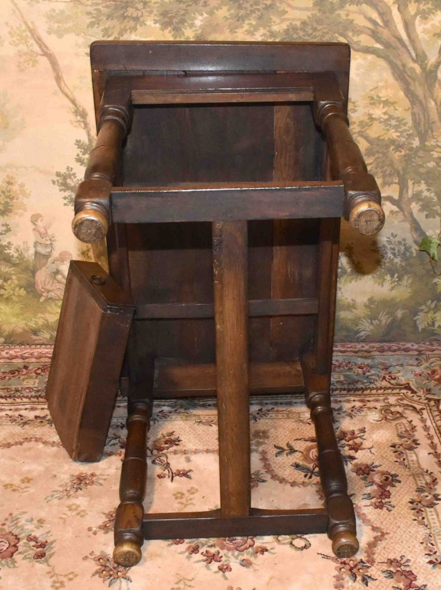 Louis XIII - Louis XIV Style Oak Desk, Small Kitchen Or Living Room Table, Late 19th Century-photo-8
