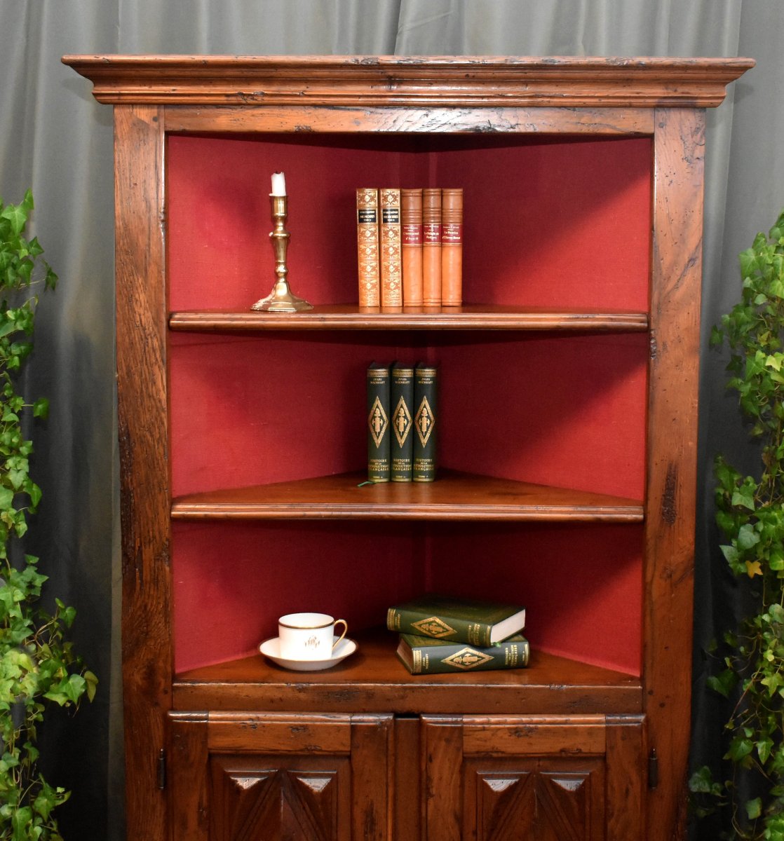 Encoignure,  Bibus d'angle  Style Louis XIII  Pointes de  Diamant, bibliothèque étagère ouverte-photo-2