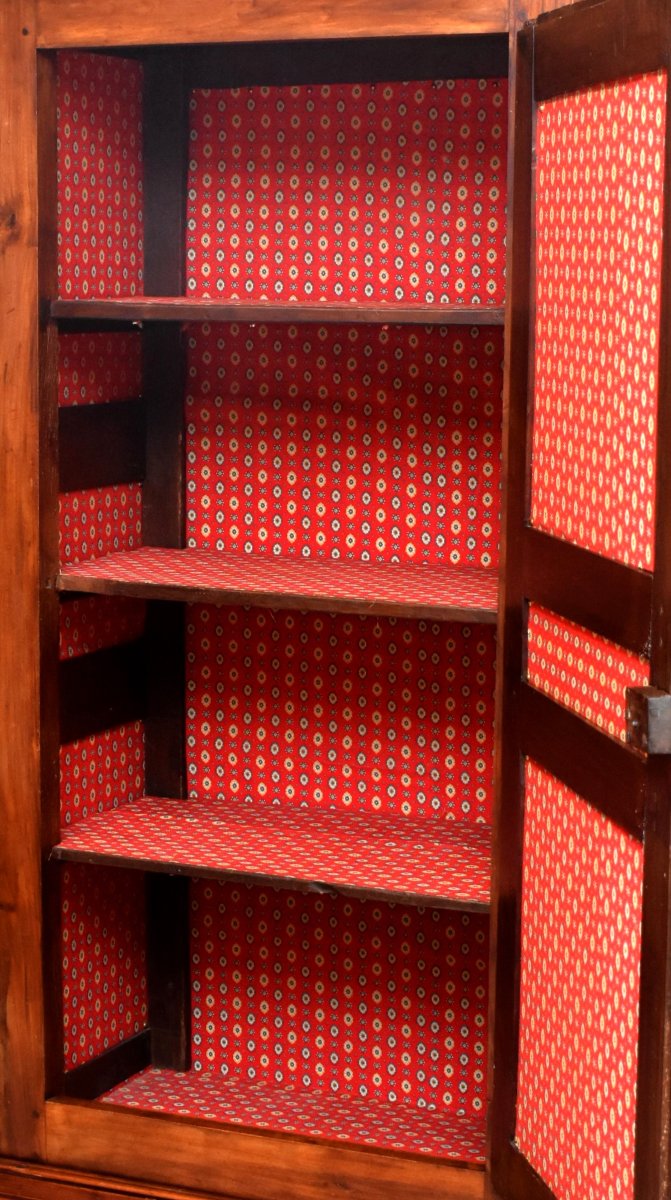 Louis XIII Style Bonnetière In Fruitwood And Various Other Woods, 1-door Wardrobe, Diamond Points -photo-6