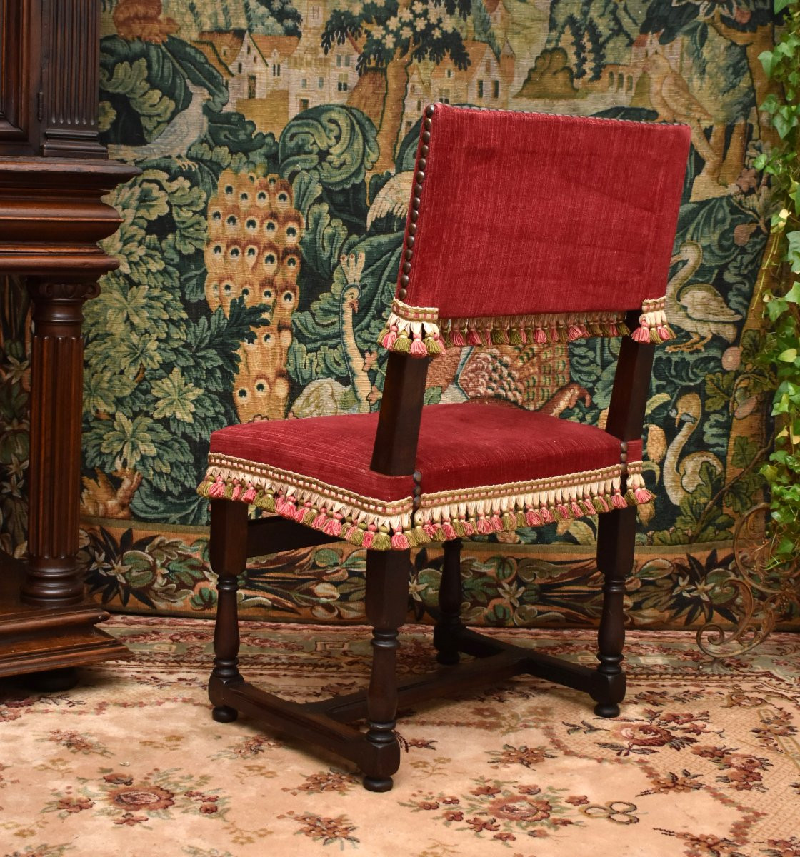 Pair Of Louis XIII Style "backed" Chairs With Wide, Short Backs -photo-5
