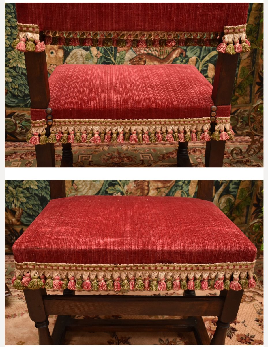 Pair Of Louis XIII Style "backed" Chairs With Wide, Short Backs -photo-6