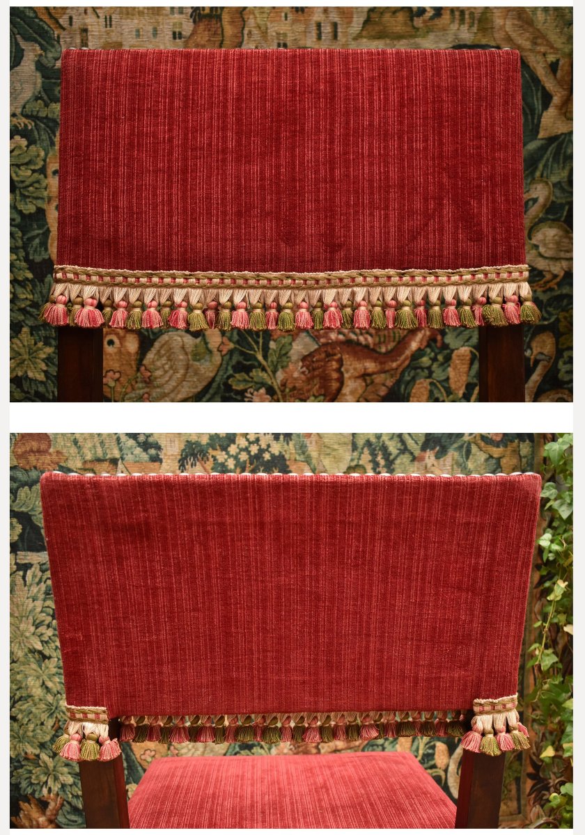 Pair Of Louis XIII Style "backed" Chairs With Wide, Short Backs -photo-7