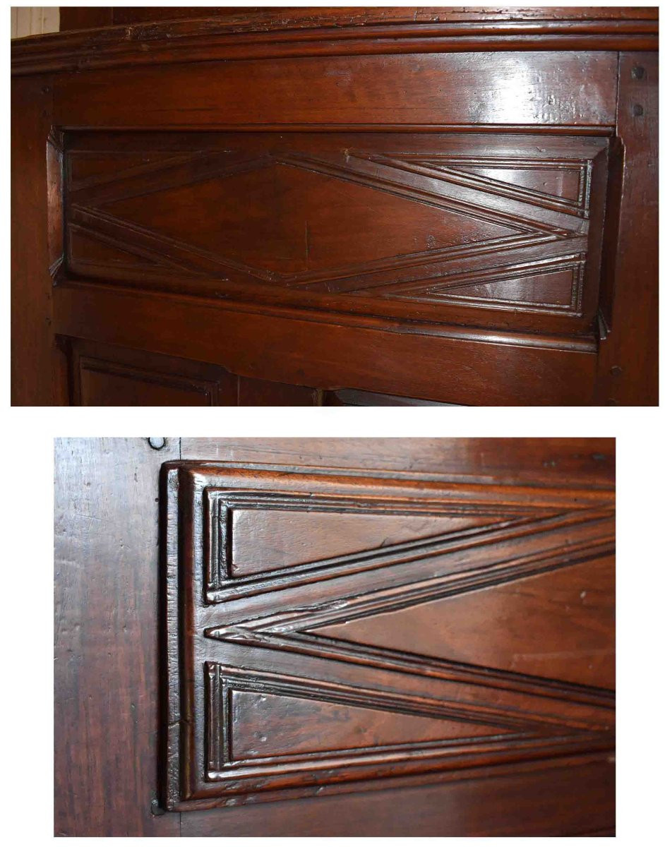 Standing Man Louis XIII Style Walnut Cabinet, Two-part Superimposed Cabinet, Two-part Miniature Buffet-photo-5