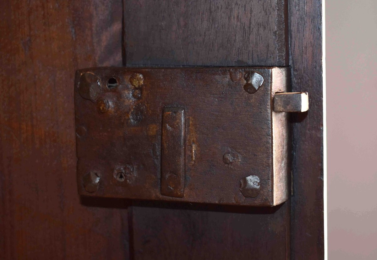 Standing Man Louis XIII Style Walnut Cabinet, Two-part Superimposed Cabinet, Two-part Miniature Buffet-photo-8