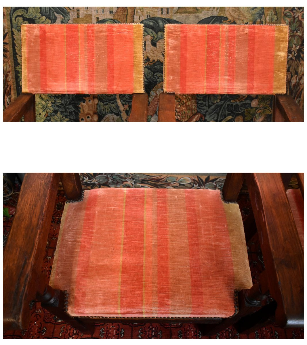 Paire De Fauteuils, Chaises à Bras De Style Renaissance  - Louis XIII En Bois Ciré,  XIXe-photo-7