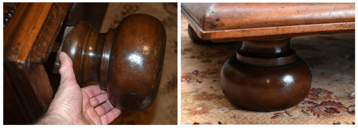 Louis XIII Style Wardrobe In Solid Walnut With Diamond-point Inlay, 2 Doors And 1 Drawer In The Cabinet-photo-6