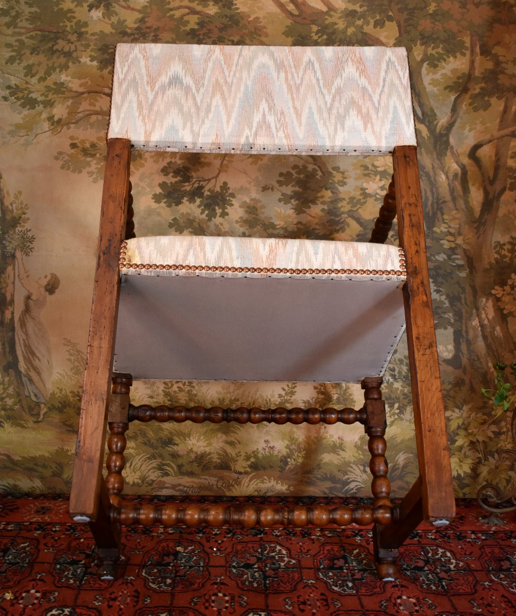 Louis XIII High Armchair, Walnut Armchair, Chapelet Grain, 17th Century-photo-6