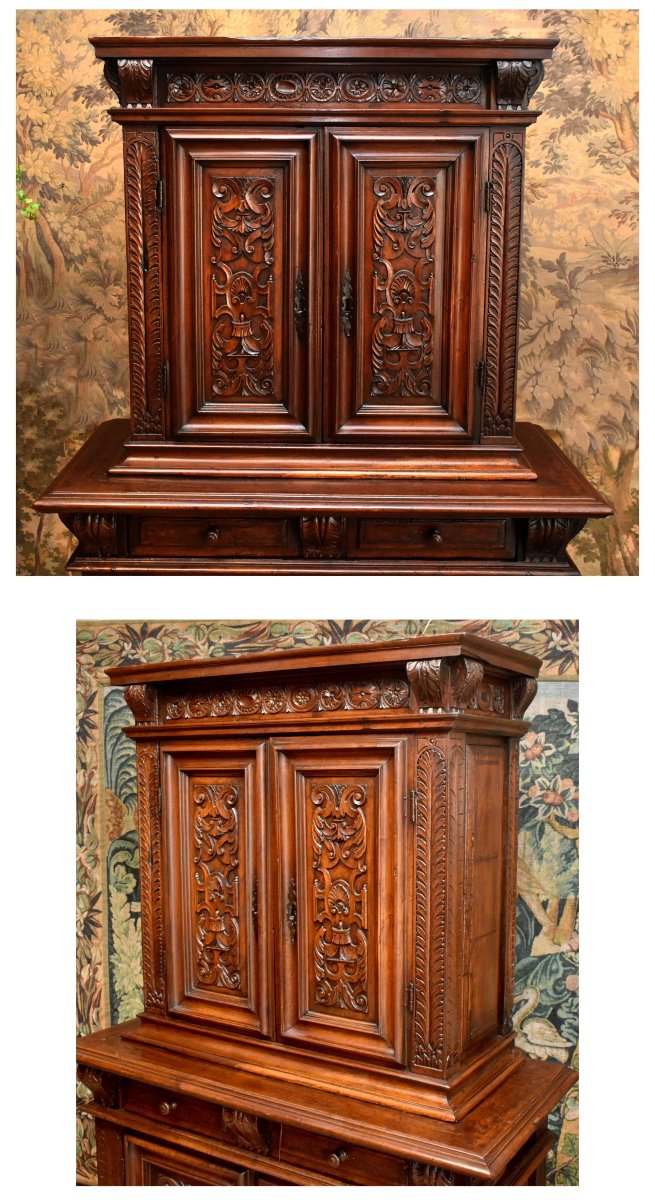 Renaissance Diminutive Buffet, Double Recessed Body, Solid Walnut, Early 17th Century-photo-3