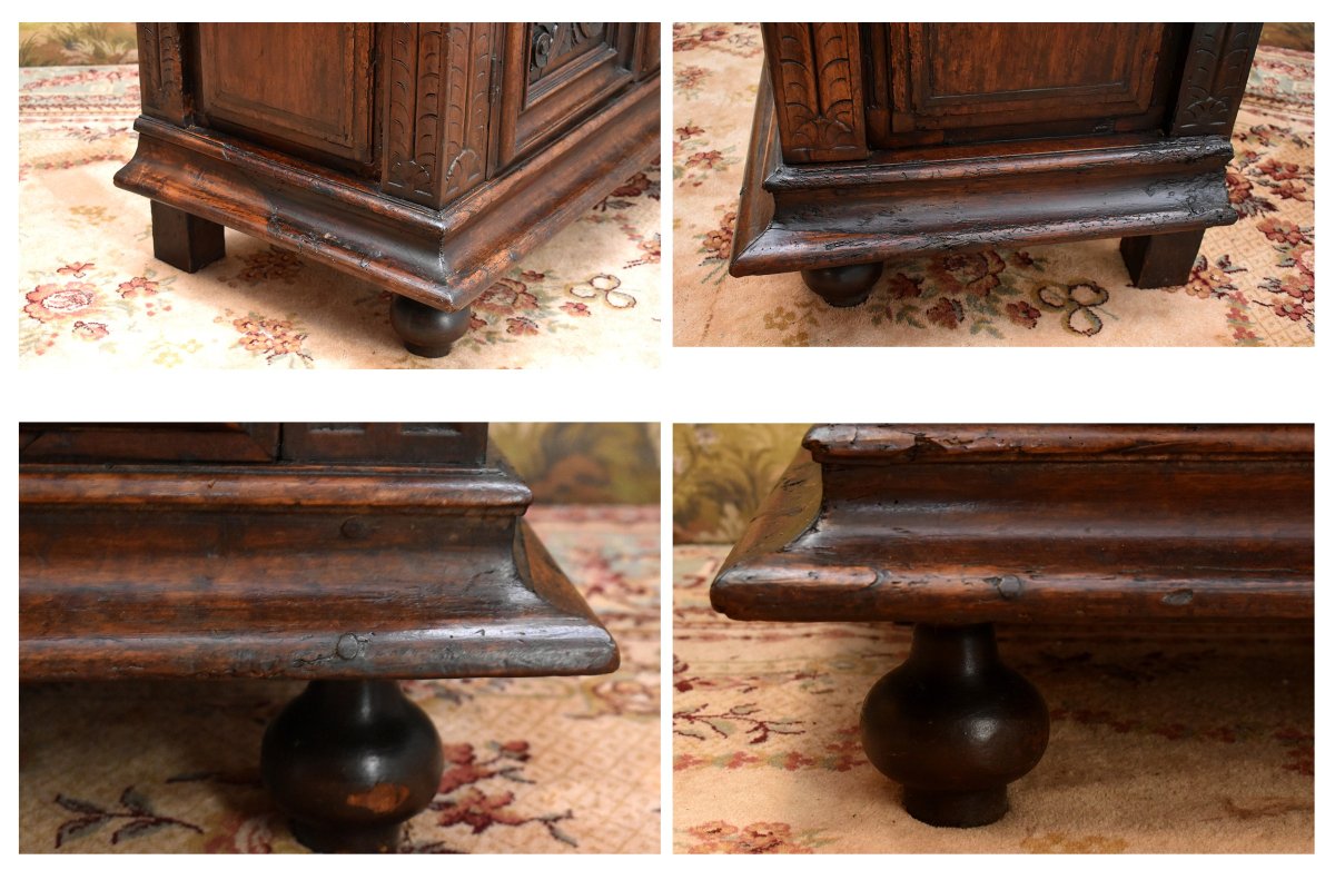 Renaissance Diminutive Buffet, Double Recessed Body, Solid Walnut, Early 17th Century-photo-6