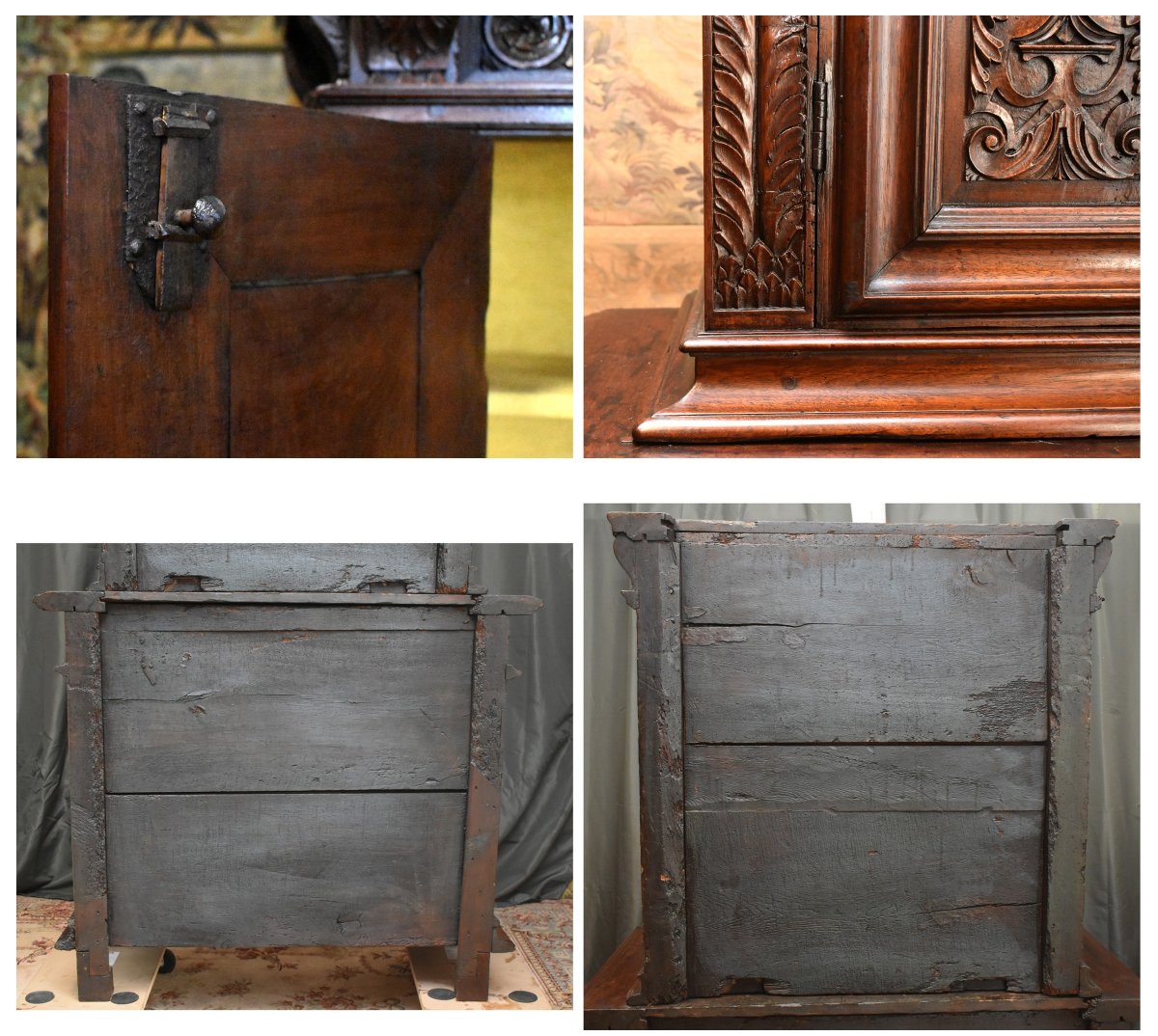 Renaissance Diminutive Buffet, Double Recessed Body, Solid Walnut, Early 17th Century-photo-8