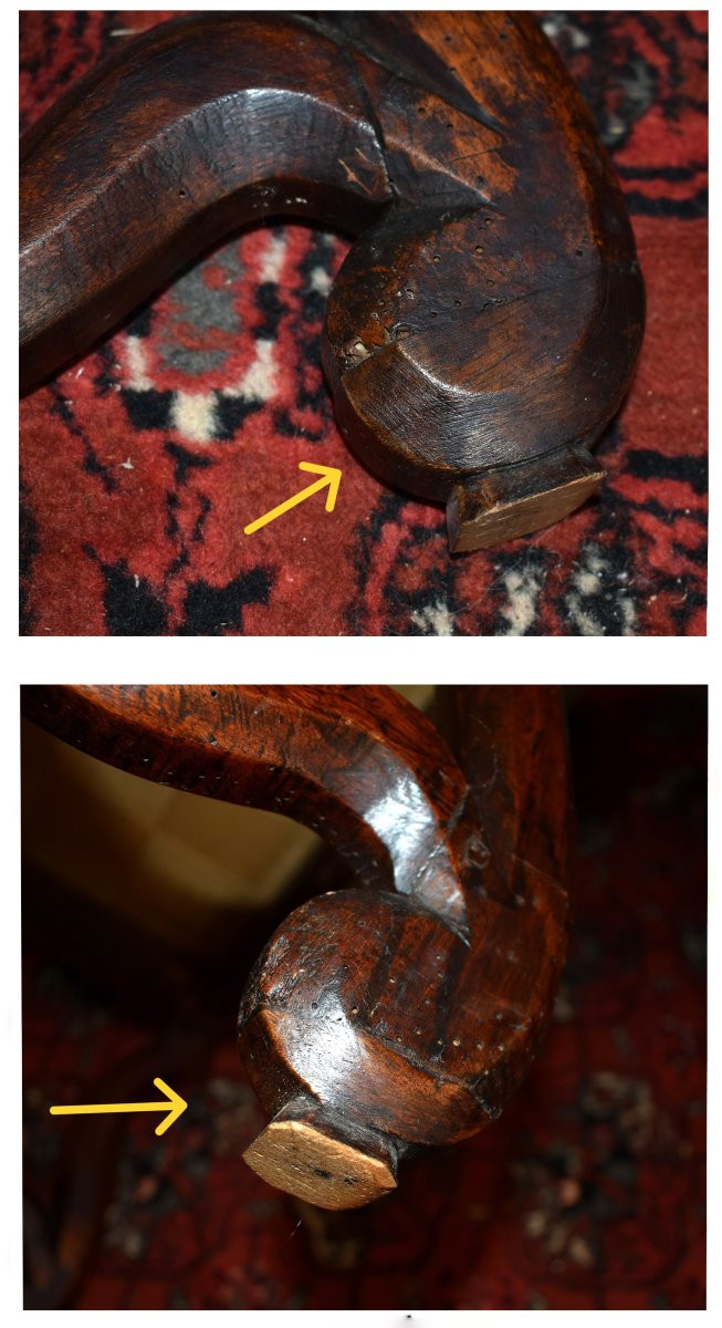 Pair Of Louis XIII Louis XIV Style High Flat Back Sheep Bone Armchairs-photo-7