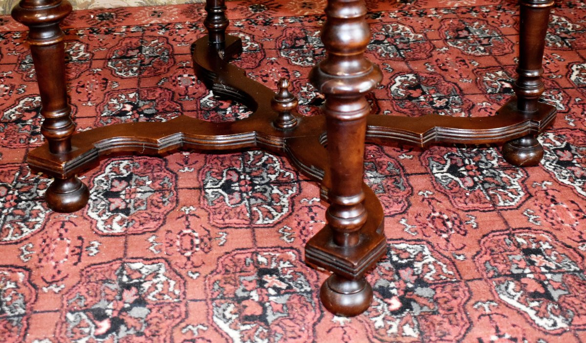 Fauteuil De Bureau Haut Dossier Plat En Cuir Rouge Bordeaux, Style Louis XIV - Régence , XIXe-photo-6