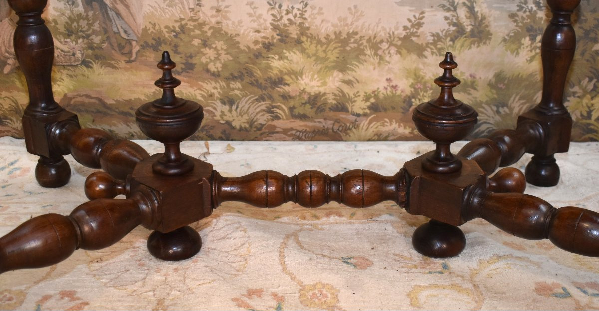 Large Louis XIII - Louis XIV Style Writing Desk With Baluster Legs, 19th Century-photo-5