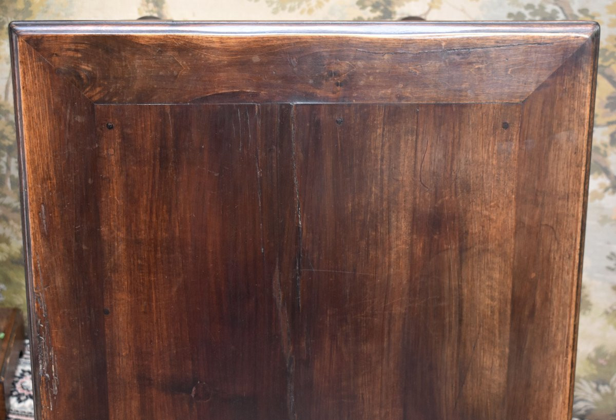 Louis XIII - Louis XIV Style Desk, Walnut Writing Table, 4-legged Twisted Console, 19th Century-photo-8