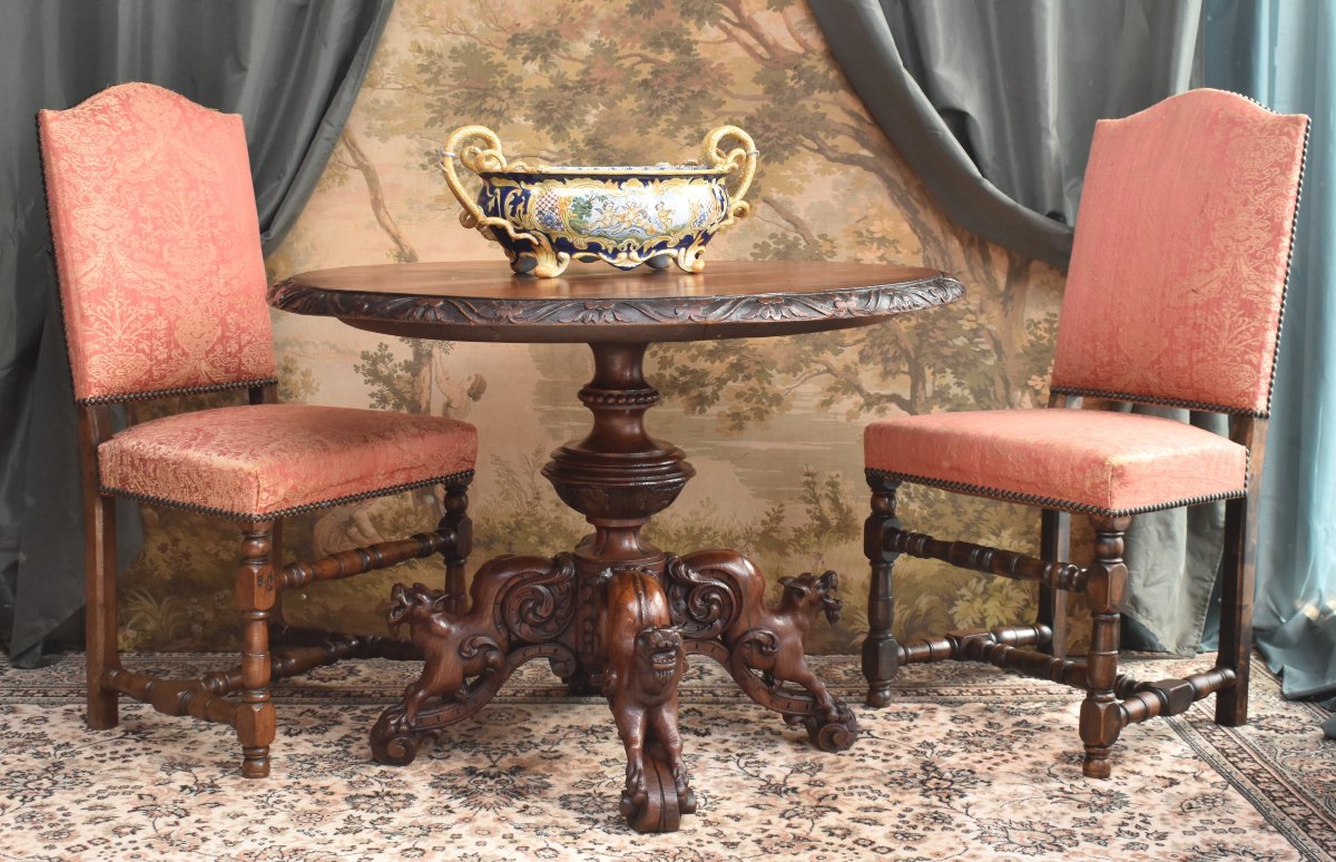 paire de chaises haut dossier Louis XIII - Louis XIV  avec marque d'inventaire , XVIIe et XIXe-photo-8