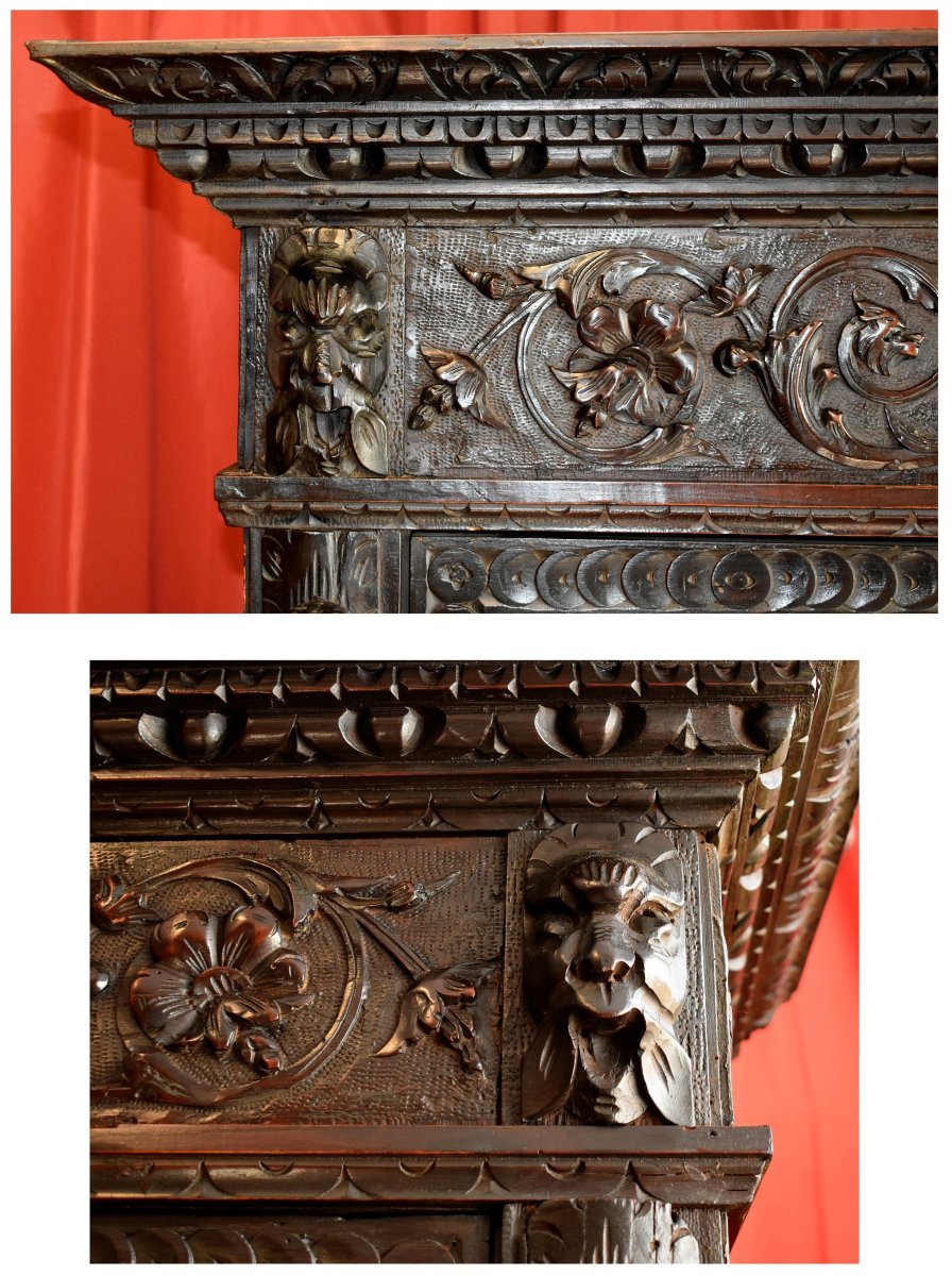Renaissance Style Display Case, Buffet Double-glazed Bookcase, Mascarons, Caryatids-photo-4