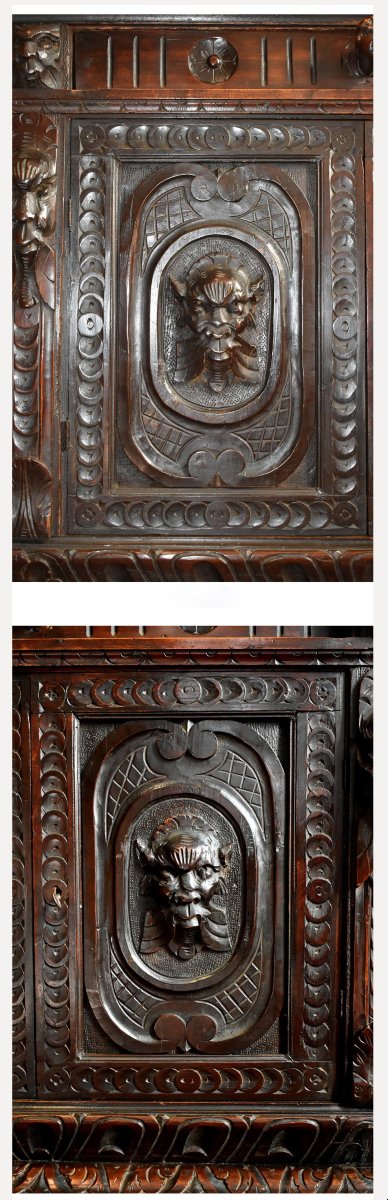 Renaissance Style Display Case, Buffet Double-glazed Bookcase, Mascarons, Caryatids-photo-6