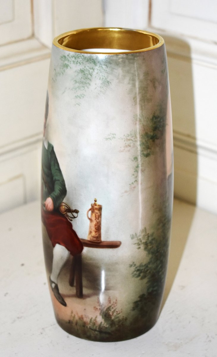  Mavaleix Limoges Porcelain Vase, With Hand-painted Decoration, Musketeer, Soldier, Character-photo-4
