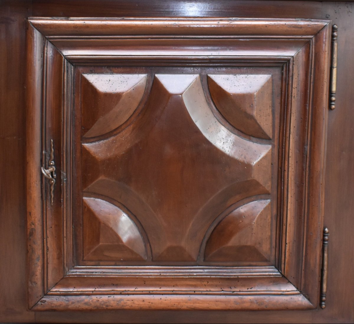 Louis XIII Style 1-door Sideboard In Solid Walnut With Diamond Tips,-photo-6