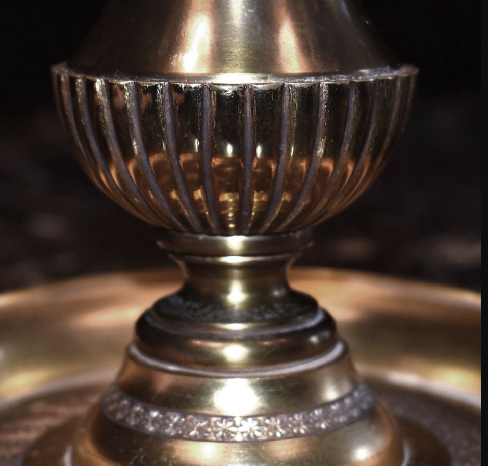 Bouillotte Bronze Lamp With Three Light Arms, Three-light Desk Lamp-photo-6