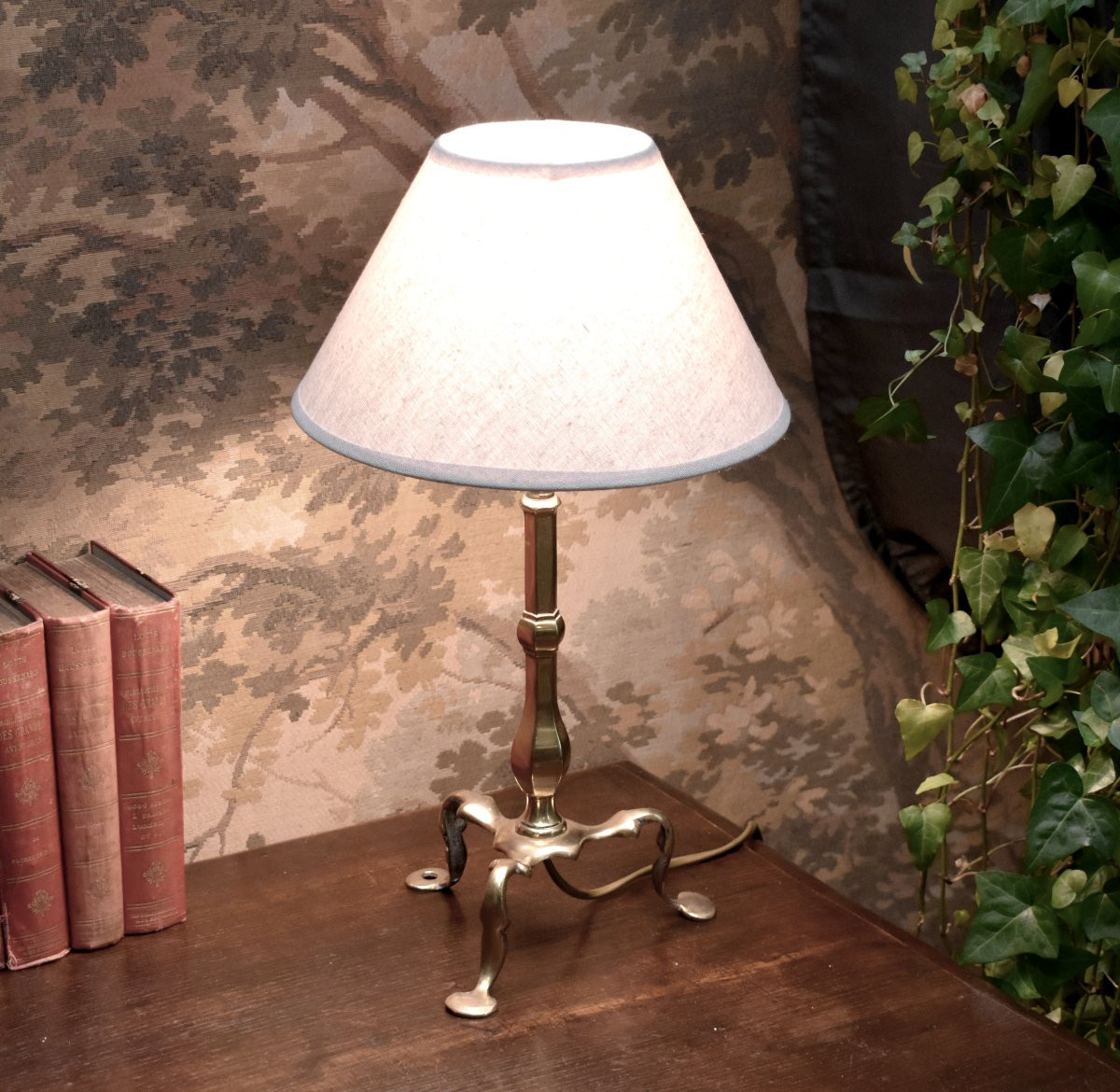 Pied De Lampe En Bronze , Fût Balustre, Piètement Tripode ,  style Renaissance  - Louis XIII-photo-2